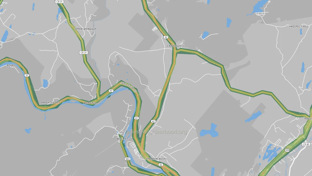 Sparrow Bush, NY Map of Noise Levels in Sparrow Bush