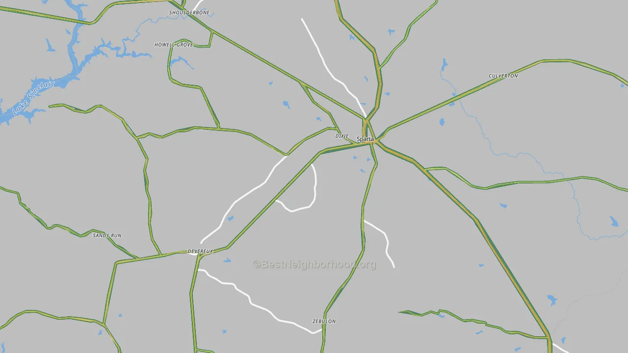 Sparta, GA Map of Noise Levels in Sparta