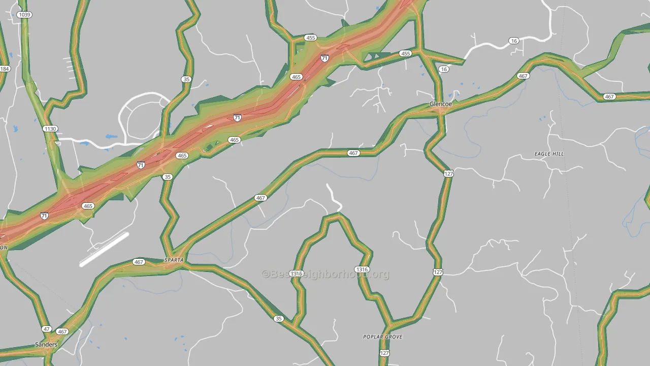 Sparta, KY Map of Noise Levels in Sparta