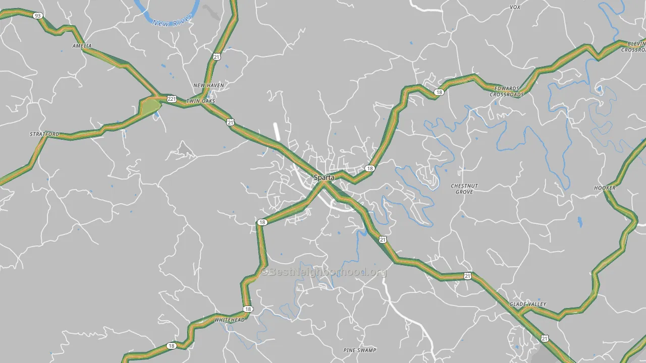 Sparta, NC Map of Noise Levels in Sparta
