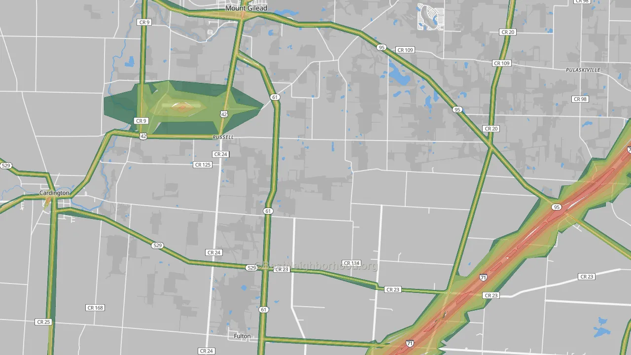 Sparta, OH Map of Noise Levels in Sparta