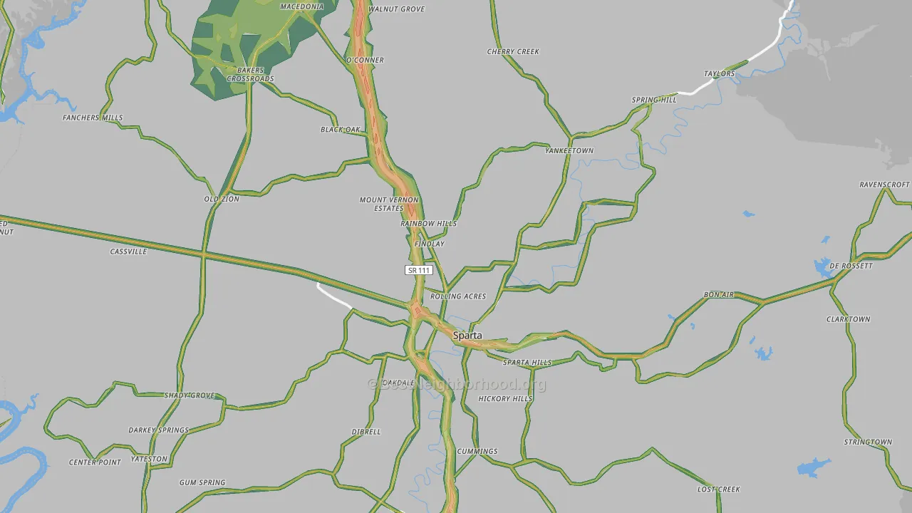 Sparta, TN Map of Noise Levels in Sparta
