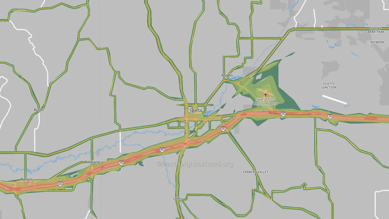 Sparta, WI Map of Noise Levels in Sparta