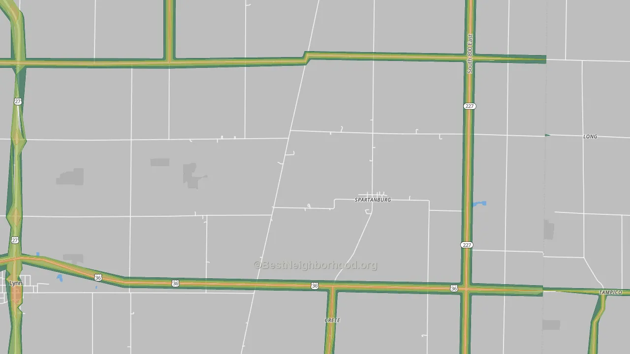 Spartanburg, IN Map of Noise Levels in Spartanburg