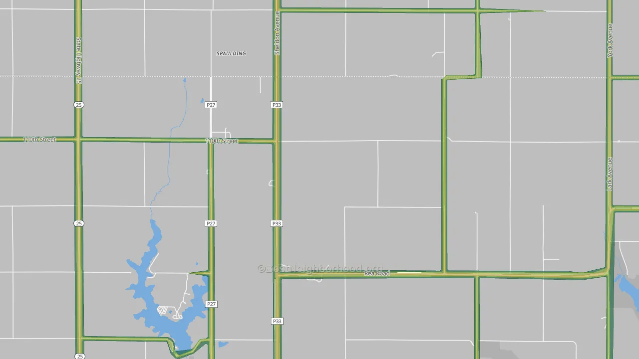 Spaulding, IA Map of Noise Levels in Spaulding