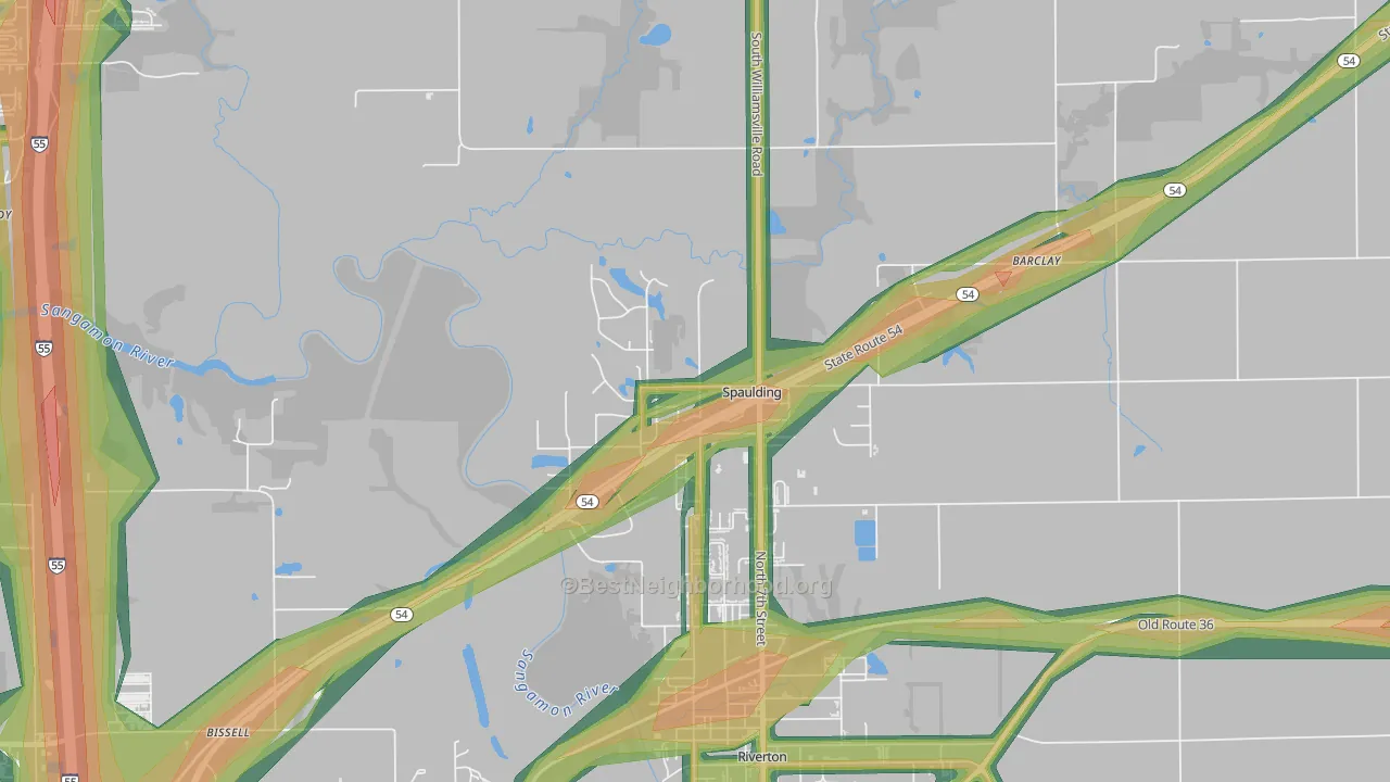 Spaulding, IL Map of Noise Levels in Spaulding