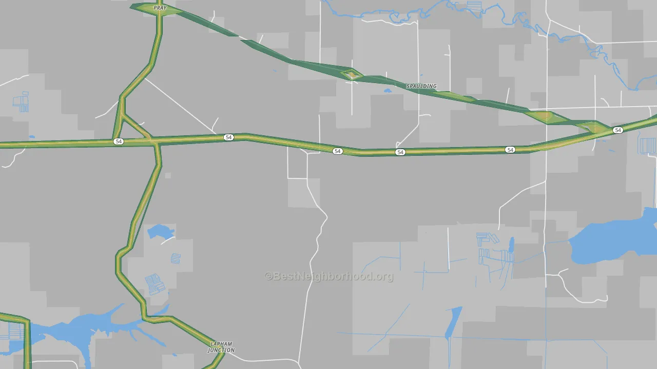 Spaulding, WI Map of Noise Levels in Spaulding