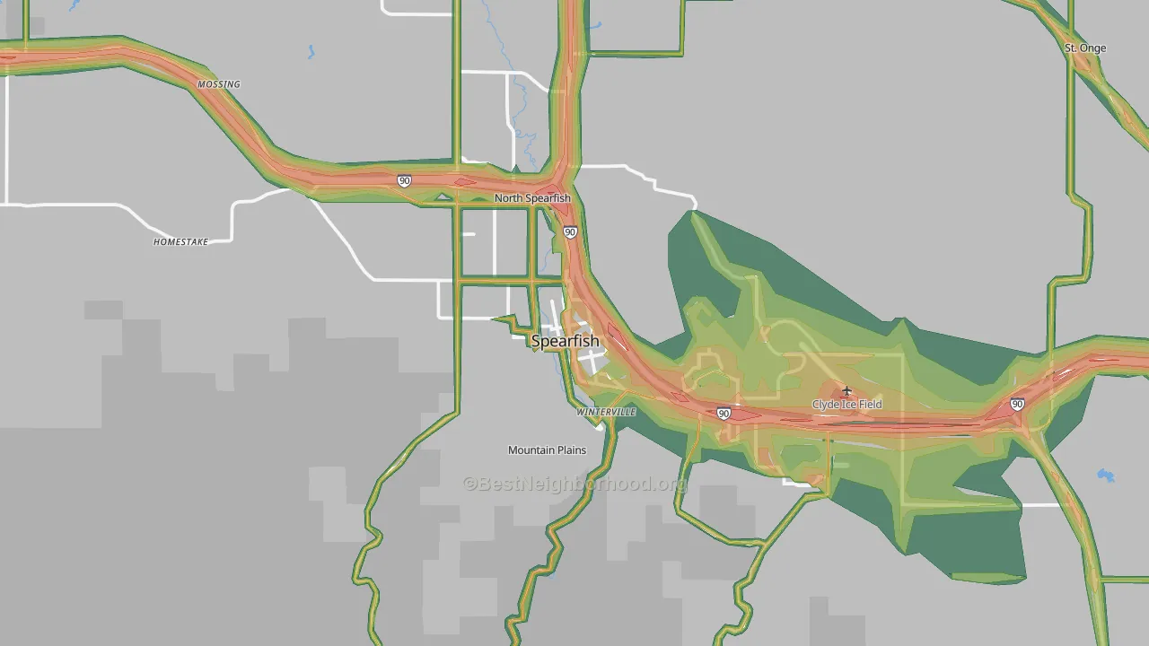 Spearfish, SD Map of Noise Levels in Spearfish