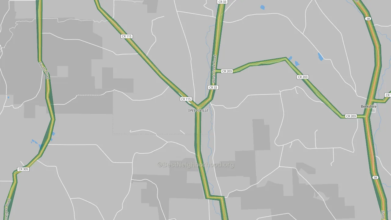 Speedsville, NY Map of Noise Levels in Speedsville