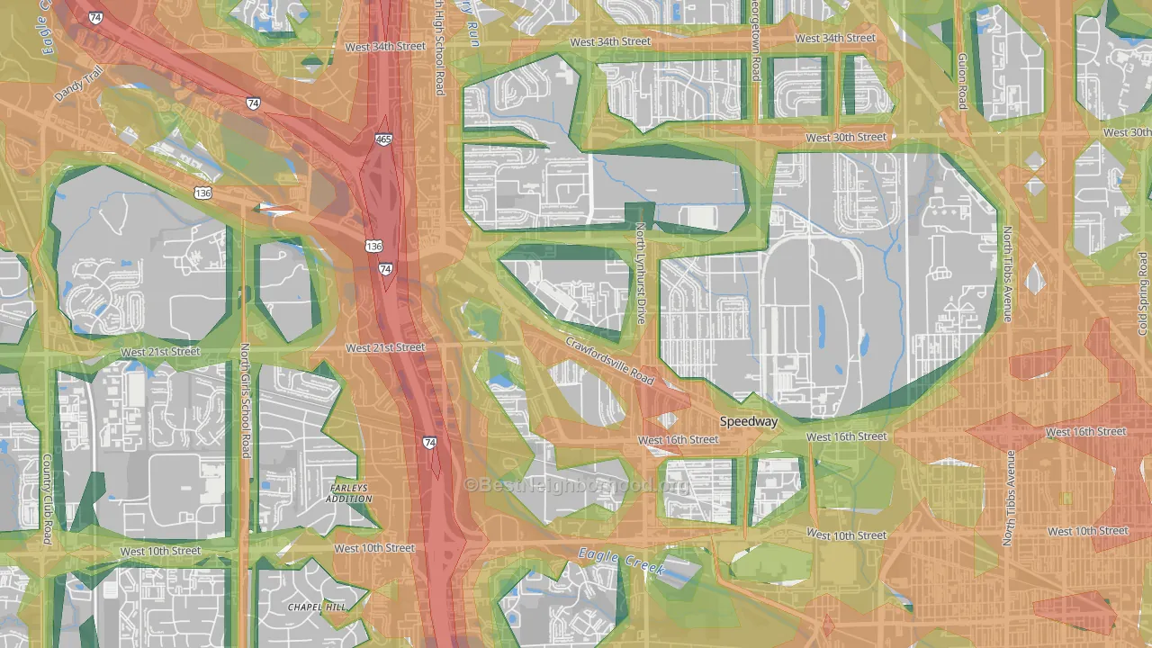 Speedway, IN Map of Noise Levels in Speedway