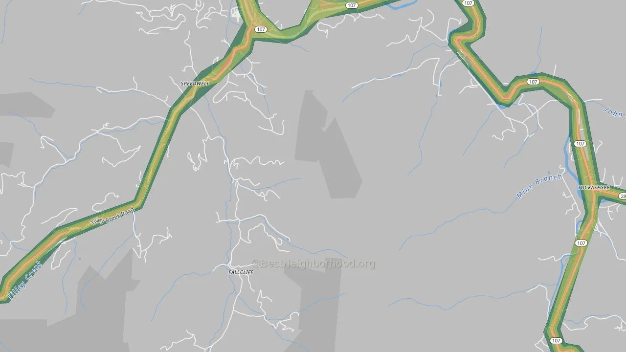 Speedwell, NC Map of Noise Levels in Speedwell
