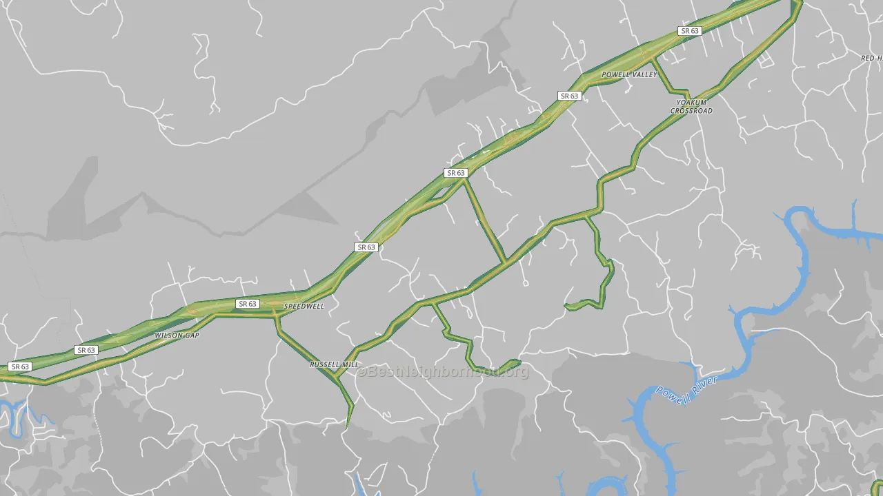 Speedwell, TN Map of Noise Levels in Speedwell