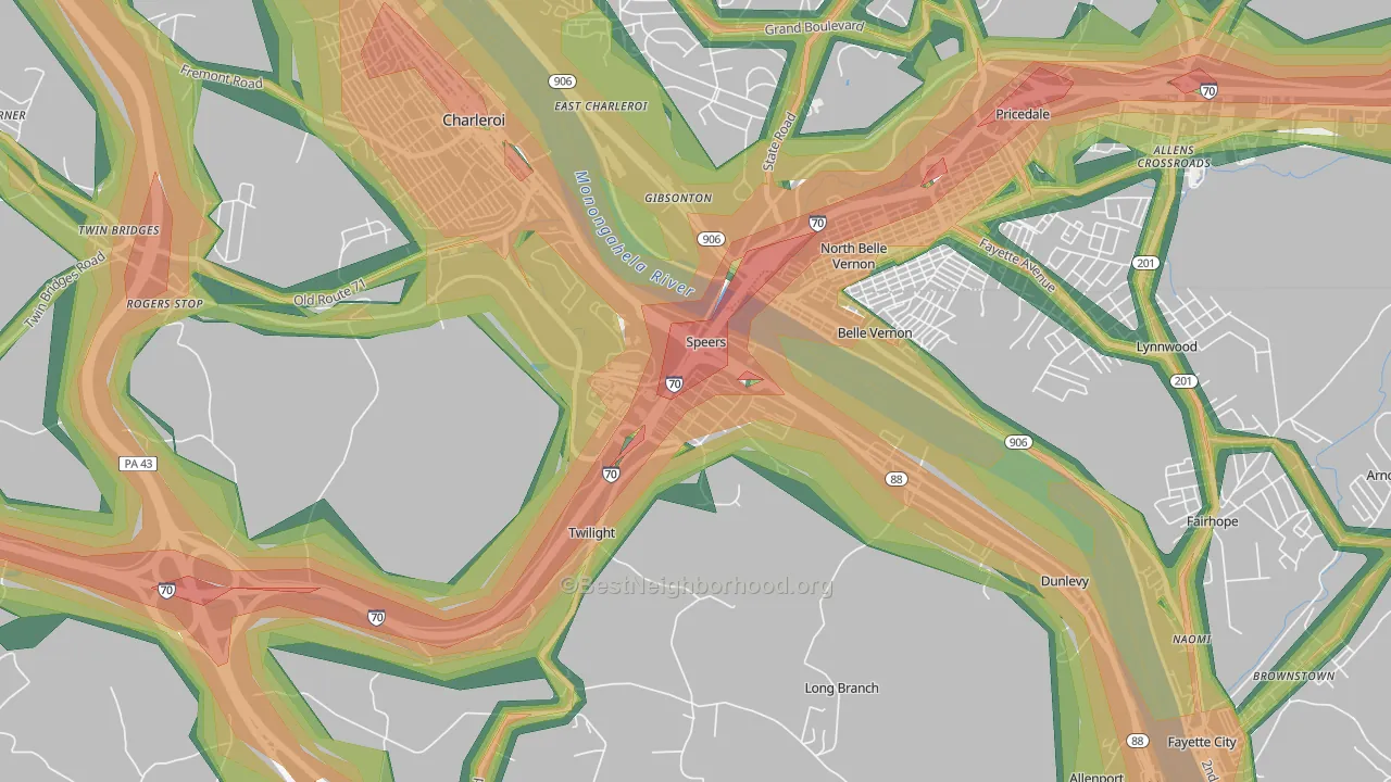 Speers, PA Map of Noise Levels in Speers