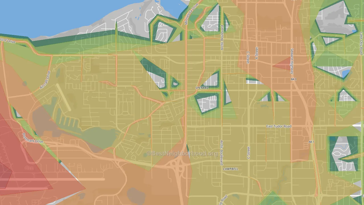 Spenard, Anchorage, AK Map of Noise Levels in Spenard