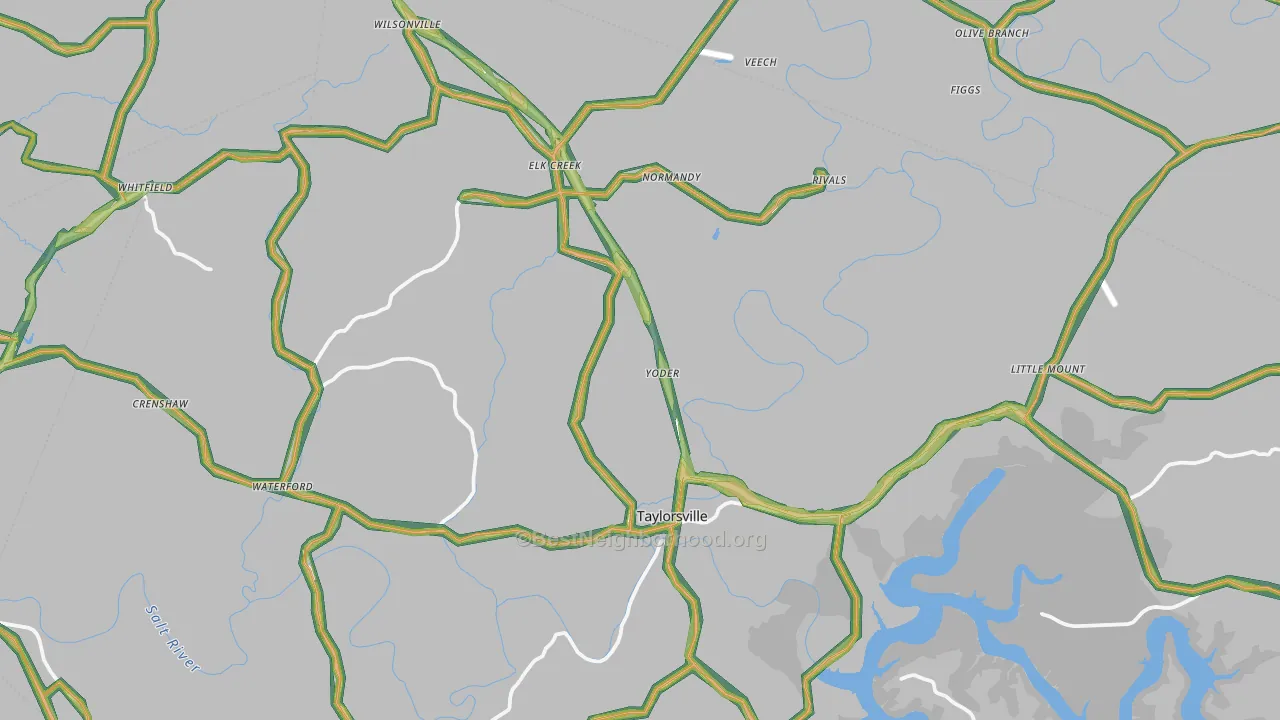 Spencer County, KY Map of Noise Levels in Spencer County