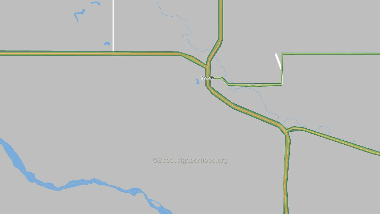 Spencer, NE Map of Noise Levels in Spencer