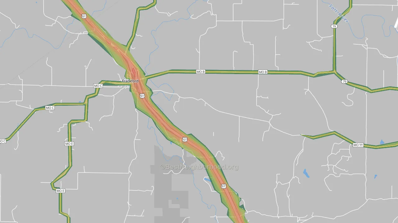 Spencerburg, MO Map of Noise Levels in Spencerburg