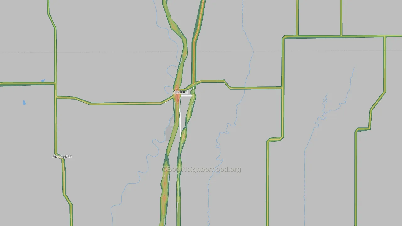 Spickard, MO Map of Noise Levels in Spickard