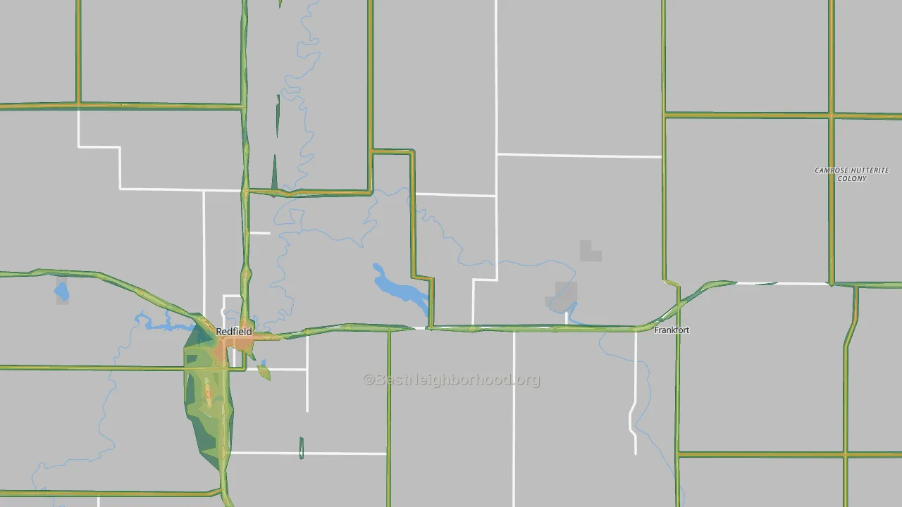 Spink County, SD Map of Noise Levels in Spink County