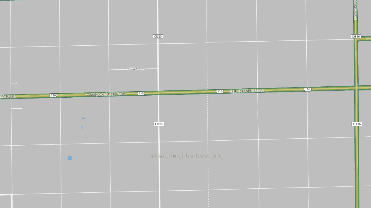 Spires, IL Map of Noise Levels in Spires