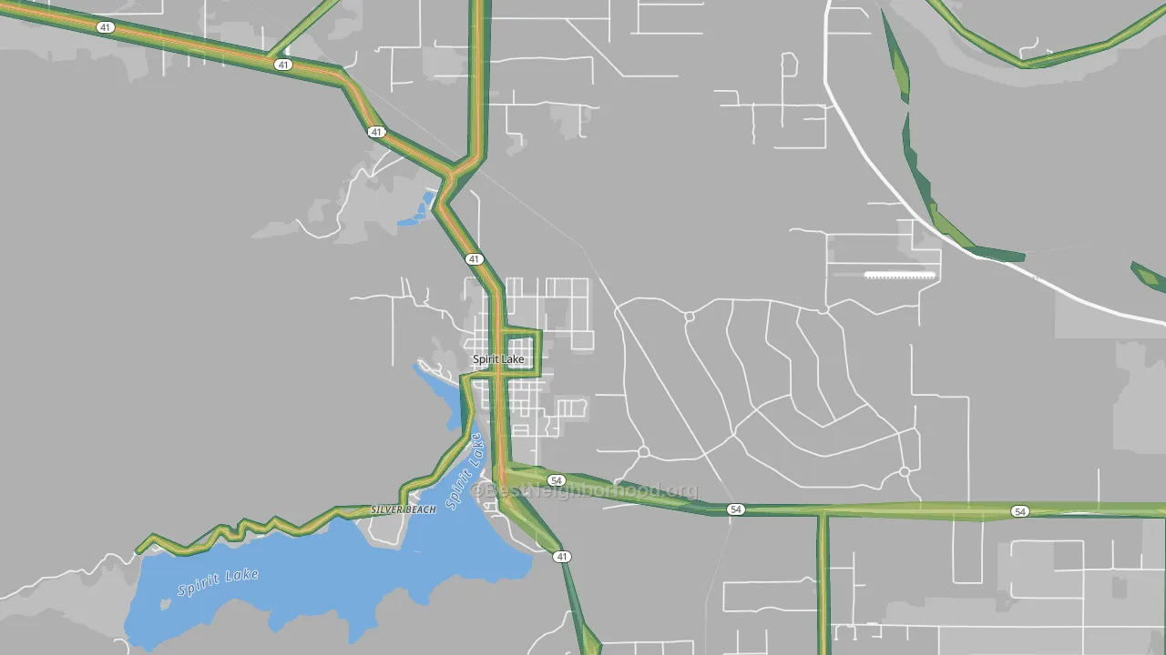 Spirit Lake, ID Map of Noise Levels in Spirit Lake