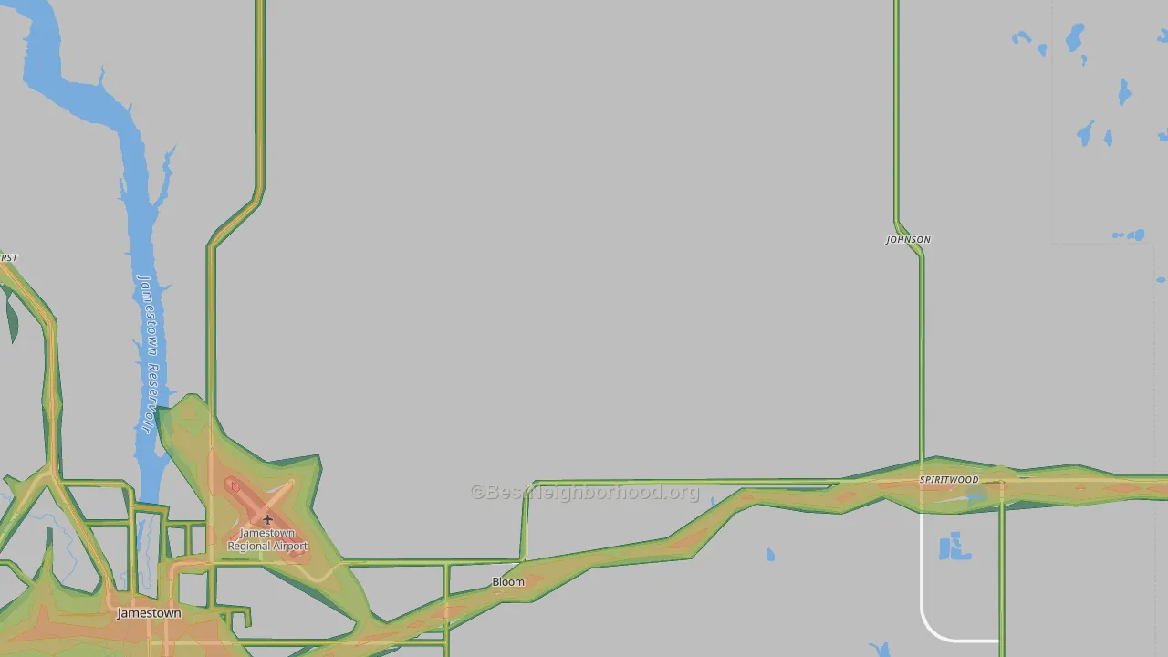 Spiritwood, ND Map of Noise Levels in Spiritwood