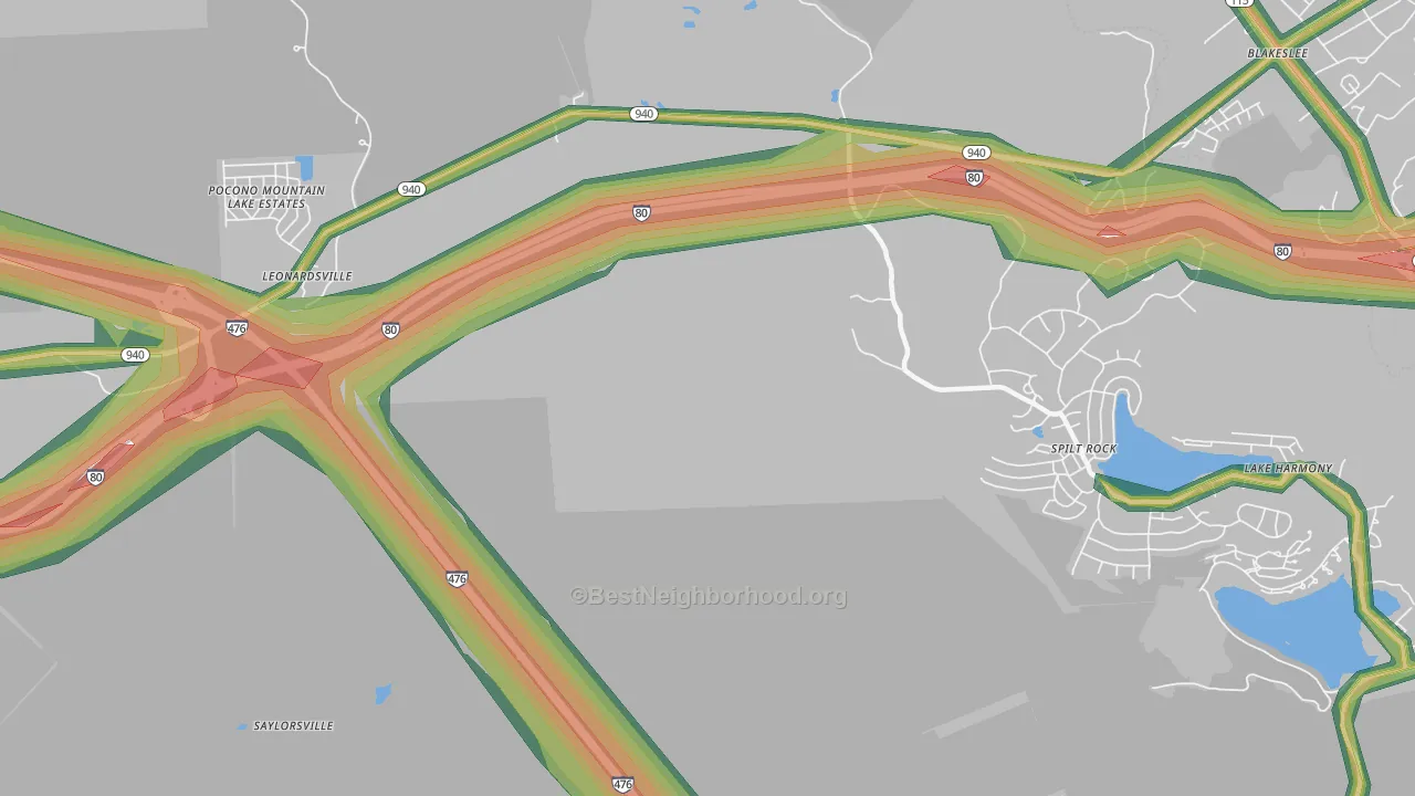 Split Rock, PA Map of Noise Levels in Split Rock