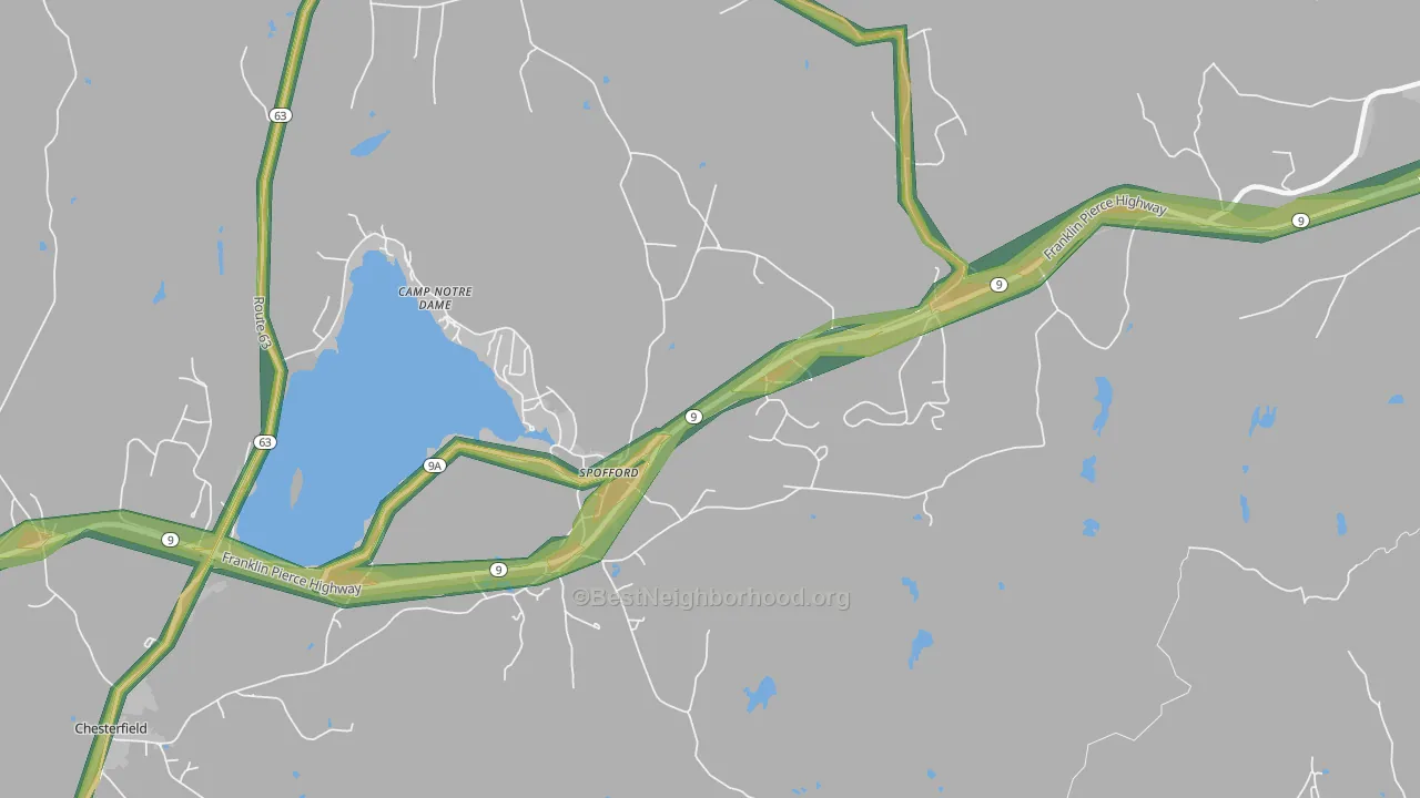Spofford, NH Map of Noise Levels in Spofford