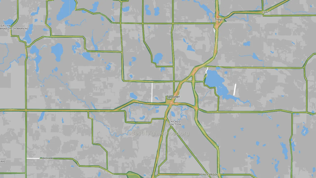 Spooner, WI Map of Noise Levels in Spooner
