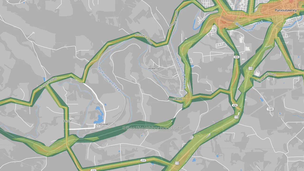 Sportsburg, PA Map of Noise Levels in Sportsburg