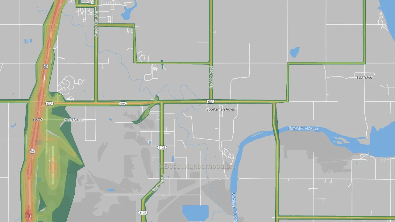 Sportsmen Acres, OK Map of Noise Levels in Sportsmen Acres