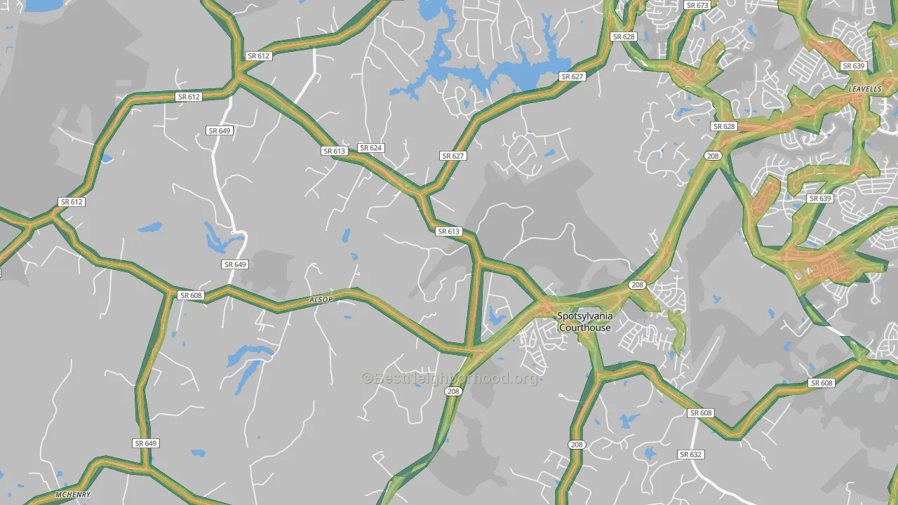 Spotsylvania Courthouse, VA Map of Noise Levels in Spotsylvania Courthouse