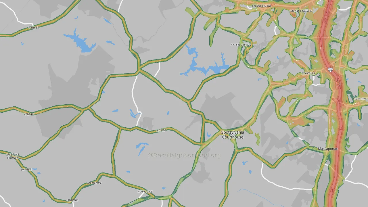 Spotsylvania, VA Map of Noise Levels in Spotsylvania