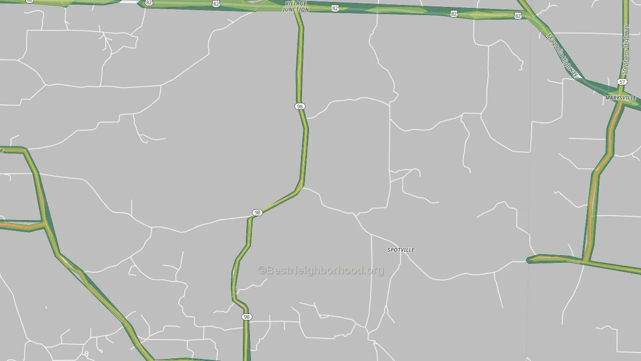 Spotville, AR Map of Noise Levels in Spotville