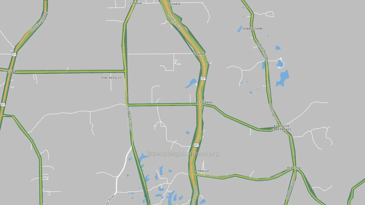 Sprague, AL Map of Noise Levels in Sprague