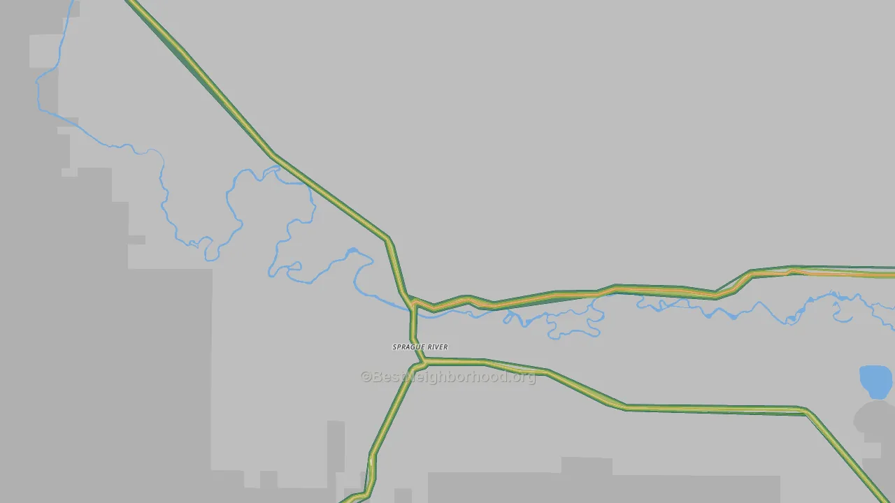Sprague River, OR Map of Noise Levels in Sprague River