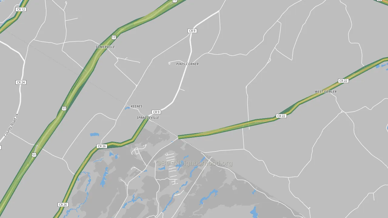 Spragueville, NY Map of Noise Levels in Spragueville