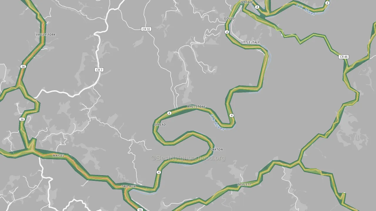 Spread, WV Map of Noise Levels in Spread