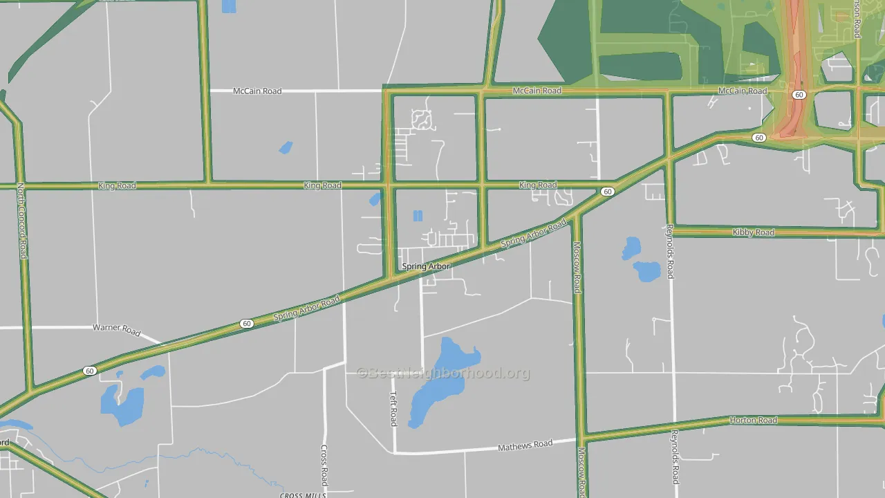 Spring Arbor, MI Map of Noise Levels in Spring Arbor
