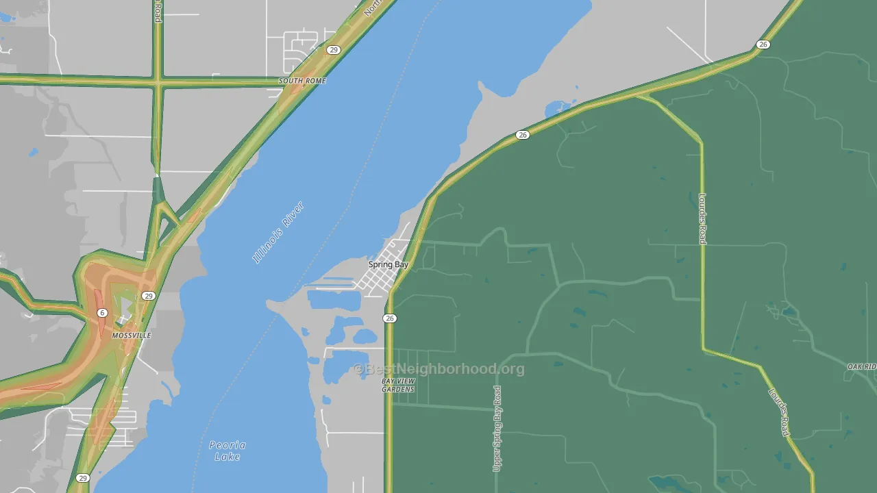 Spring Bay, IL Map of Noise Levels in Spring Bay