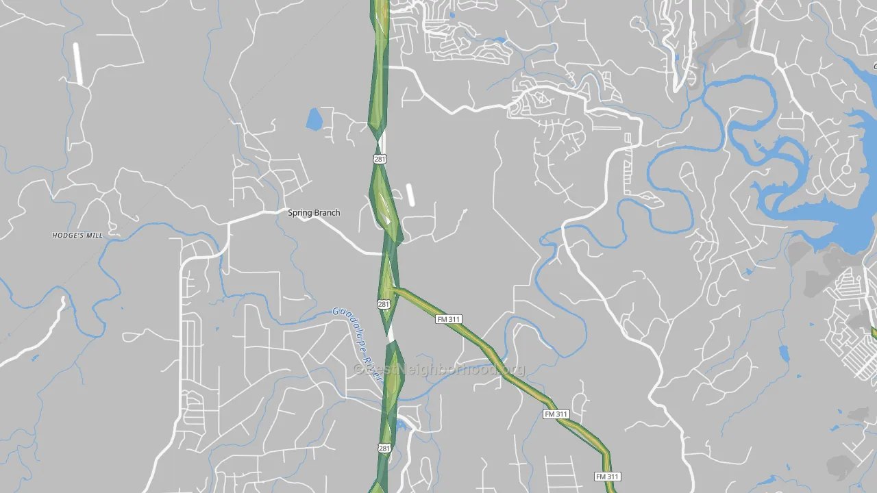Spring Branch, TX Map of Noise Levels in Spring Branch