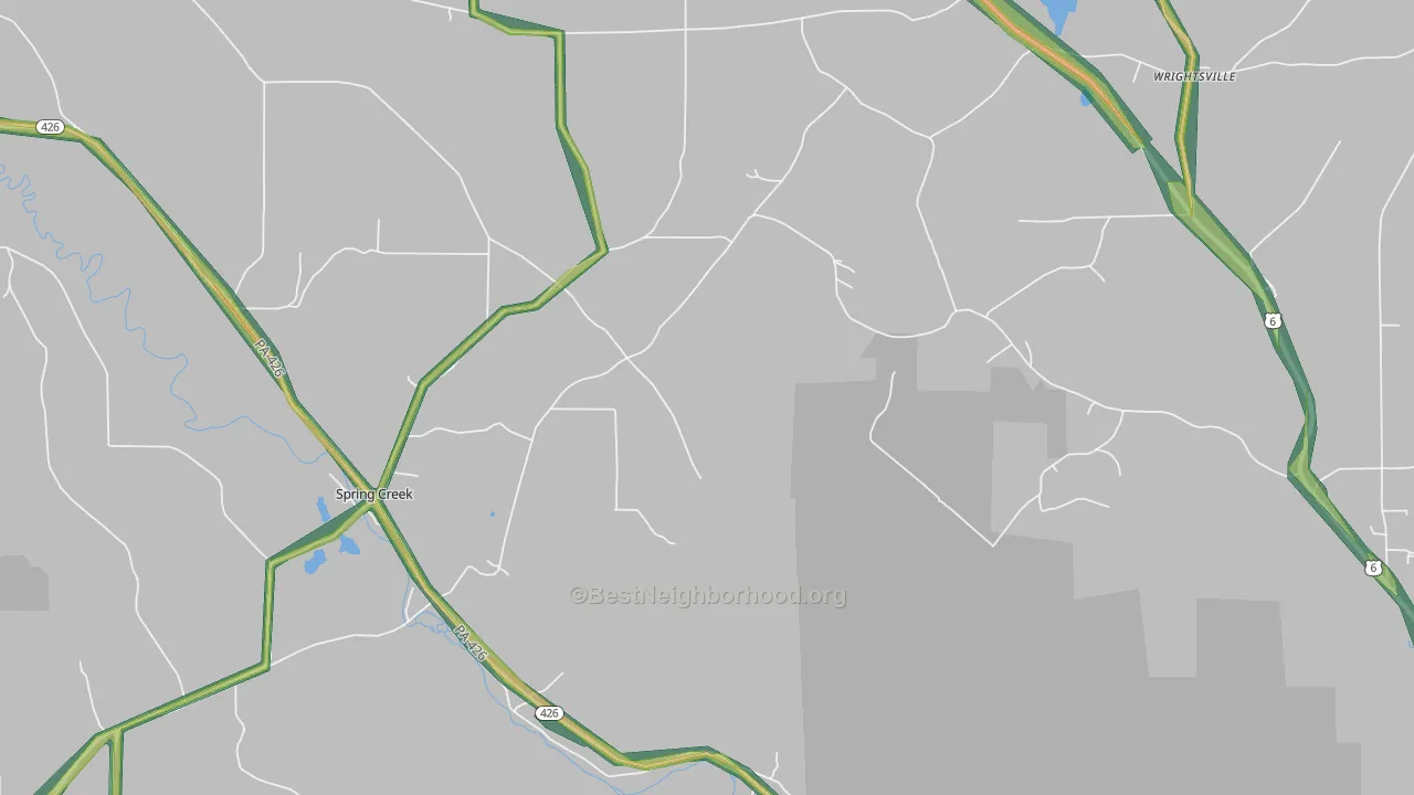 Spring Creek, PA Map of Noise Levels in Spring Creek