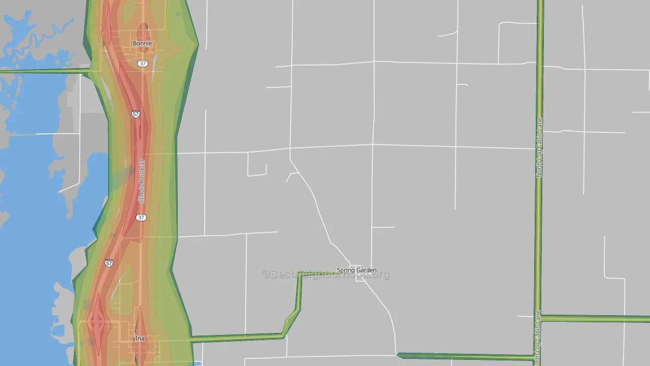 Spring Garden, IL Map of Noise Levels in Spring Garden