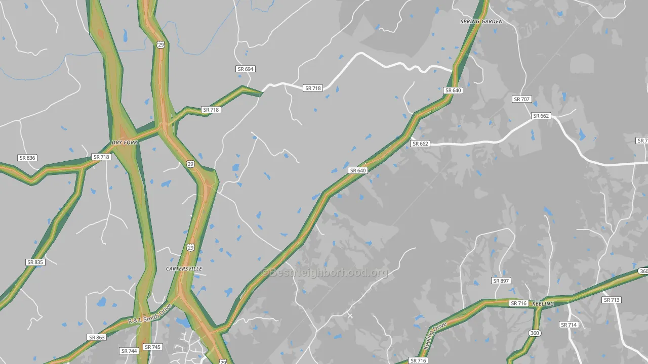 Spring Garden, VA Map of Noise Levels in Spring Garden