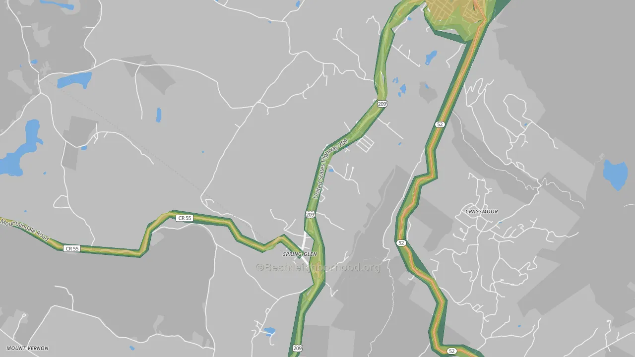 Spring Glen, NY Map of Noise Levels in Spring Glen