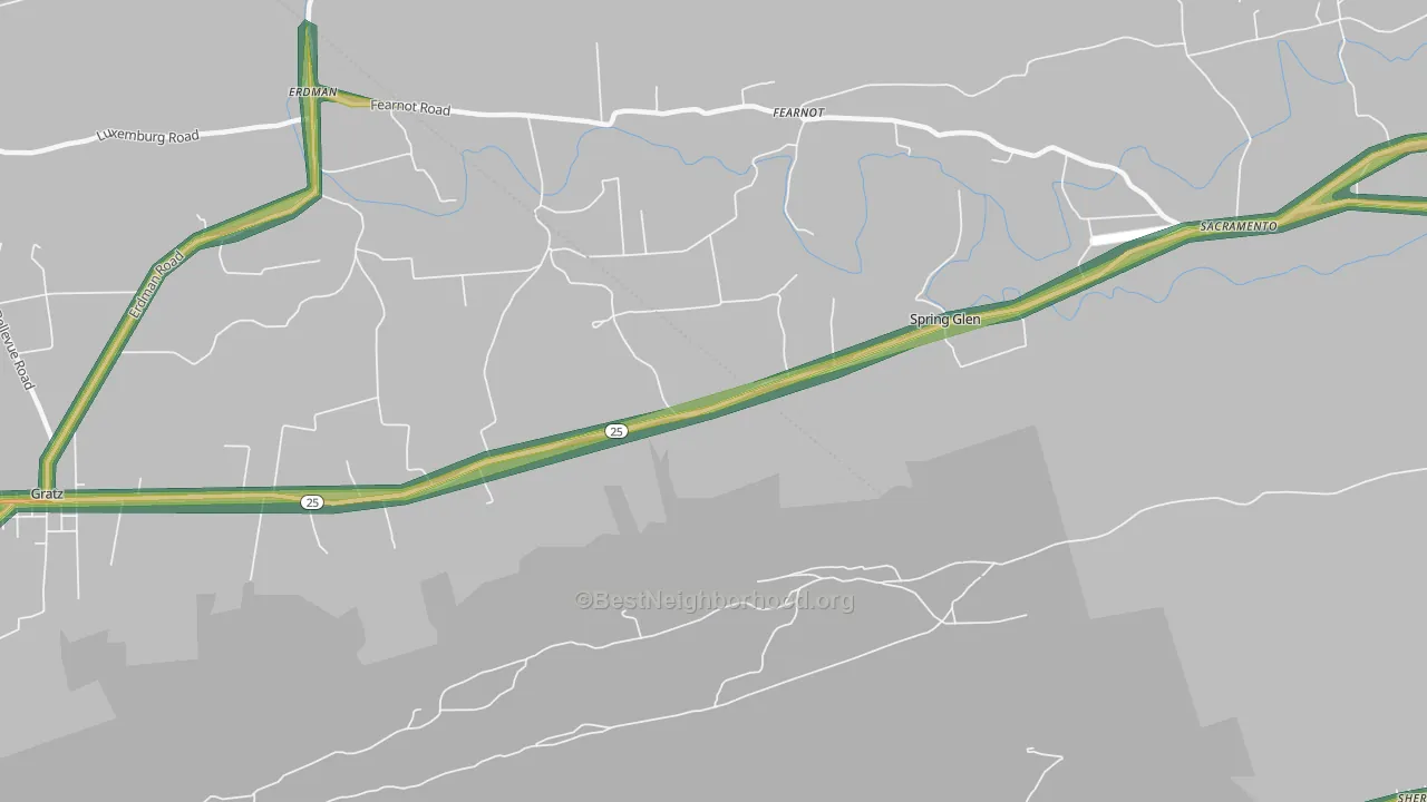 Spring Glen, PA Map of Noise Levels in Spring Glen