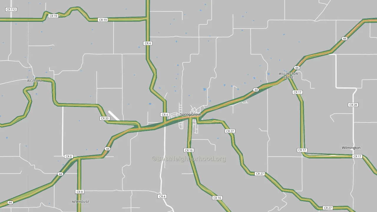 Spring Grove, MN Map of Noise Levels in Spring Grove