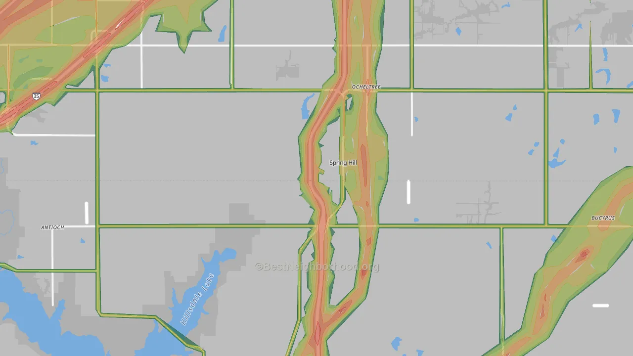 Spring Hill, KS Map of Noise Levels in Spring Hill