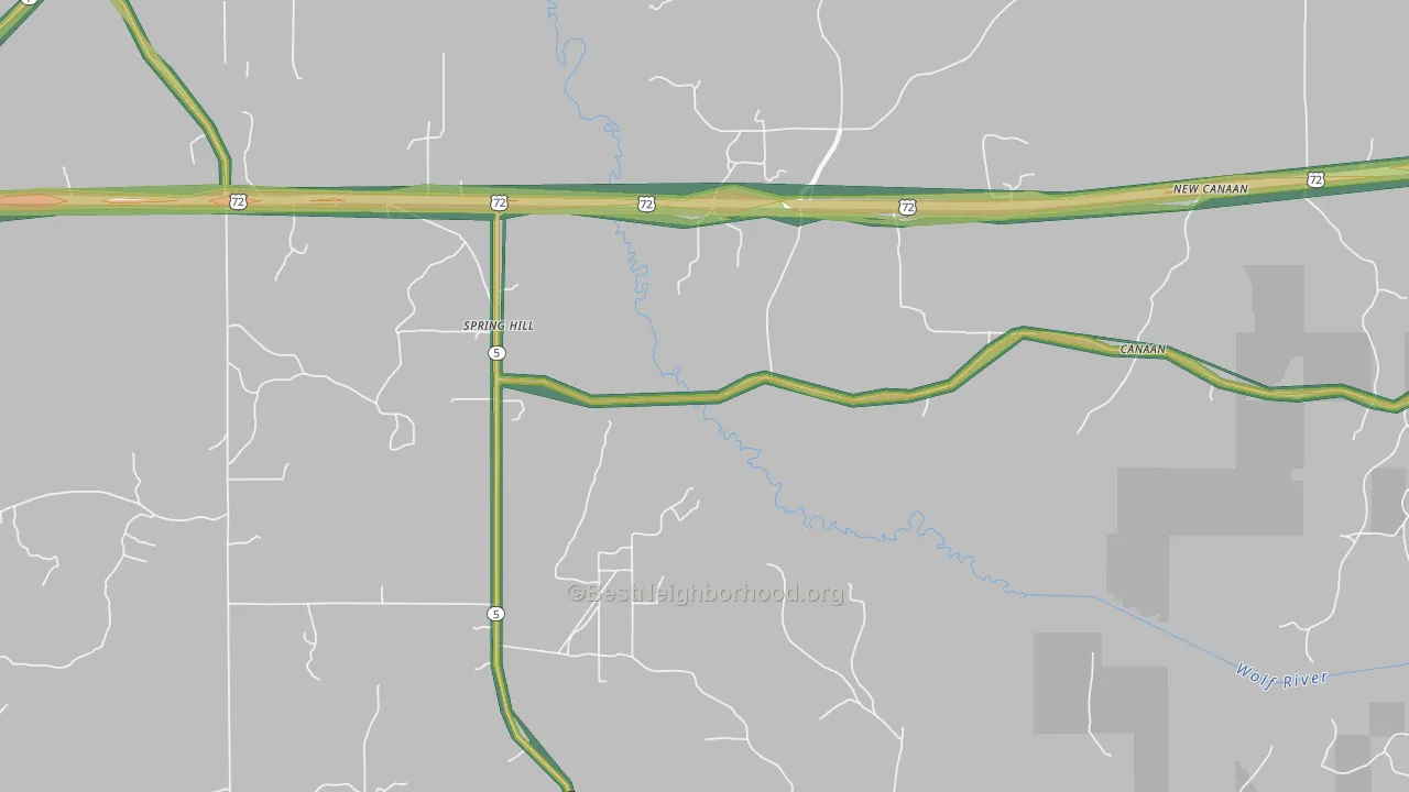 Spring Hill, MS Map of Noise Levels in Spring Hill