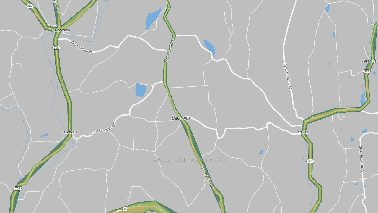 Spring Hill, PA Map of Noise Levels in Spring Hill